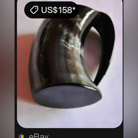 Black Viking Drinking Horn Mug large - Picture 3 of 12